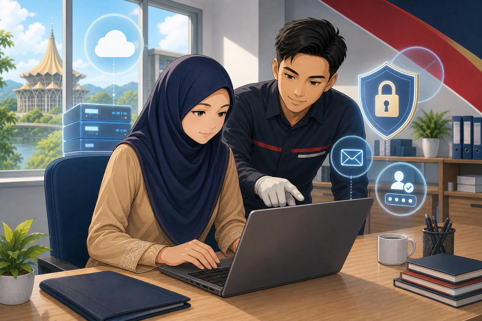 Guru dan juruteknik membuat semakan akses akaun awan dan e-mel rasmi dengan selamat.