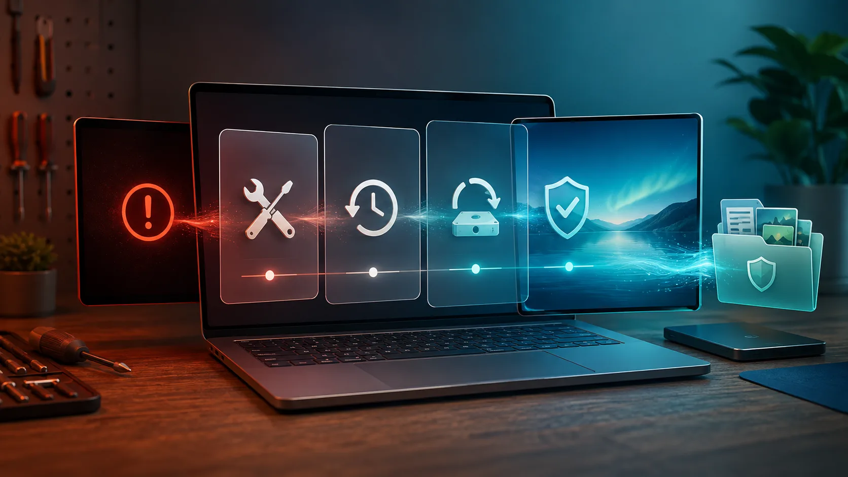 Ilustrasi skrin pemulihan Windows 11 selepas kemas kini bermasalah.