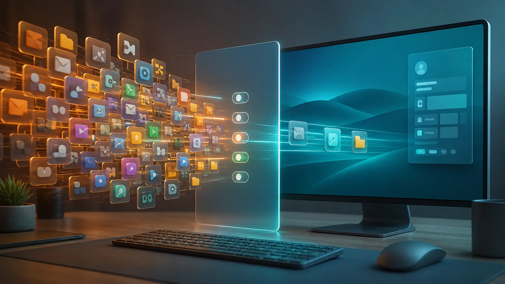 Ilustrasi komputer Windows 11 dengan aplikasi permulaan yang memperlahankan sistem.