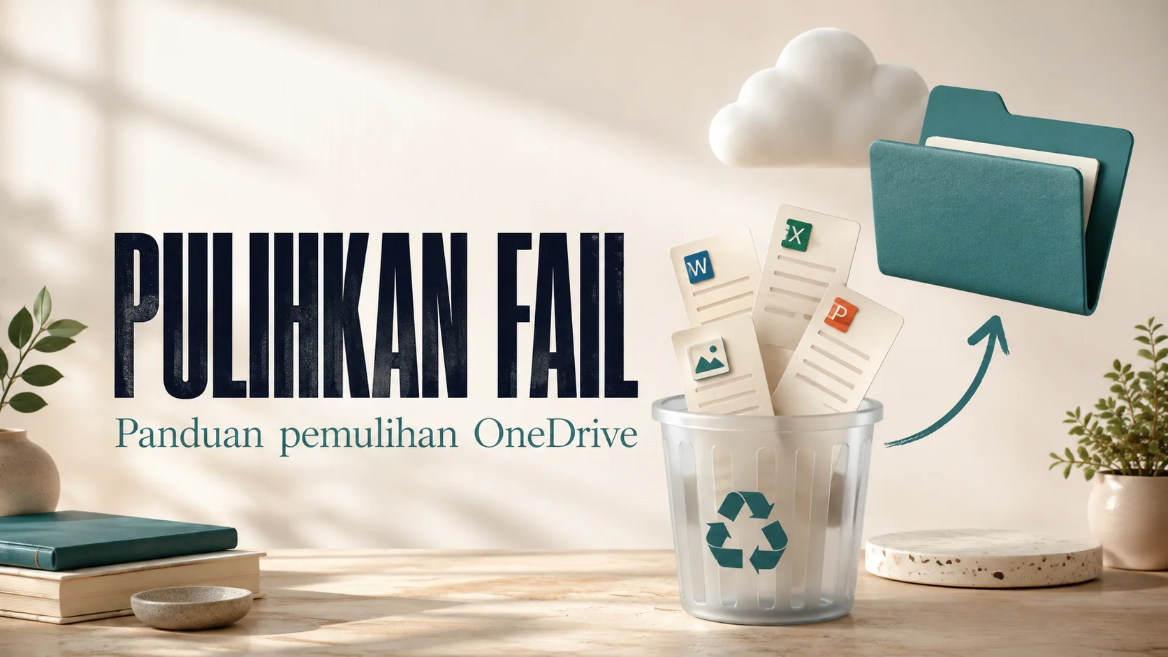 Pulihkan Fail: dokumen dikembalikan daripada tong kitar semula ke folder dalam panduan OneDrive.